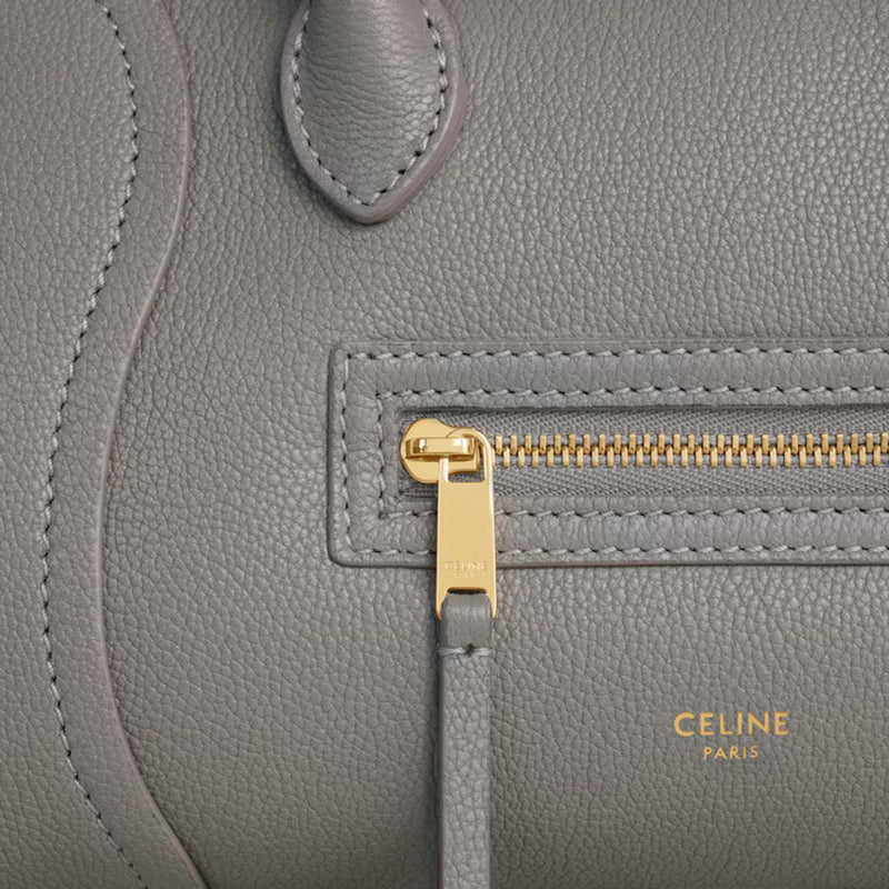 Celine Top Handle Bag — Gray Leather
