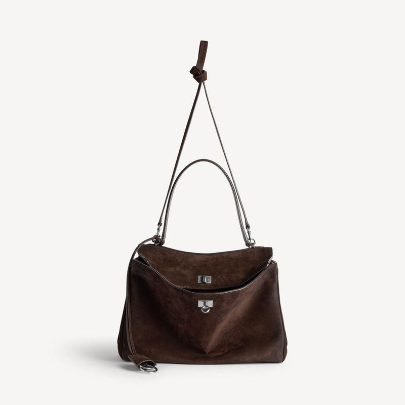 Balenciaga H26 Shoulder Bag — Brown Suede