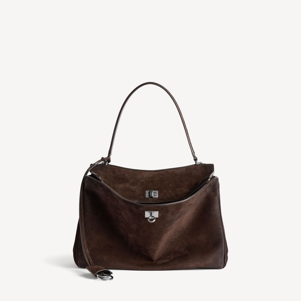 Balenciaga H26 Shoulder Bag — Brown Suede
