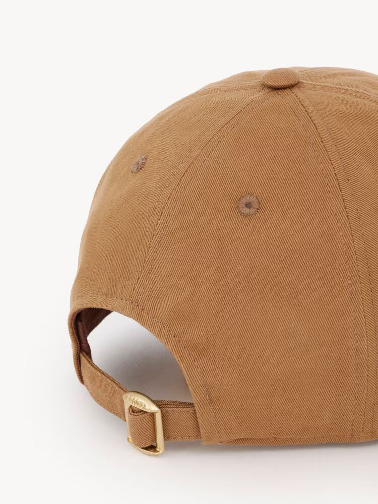 Chloé Ch26ahc04ctn Embroidered Logo Baseball Cap — Tan Cotton Caps