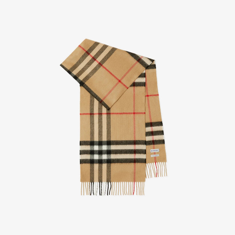 Burberry Checked Cashmere Scarf — Beige Scarfs