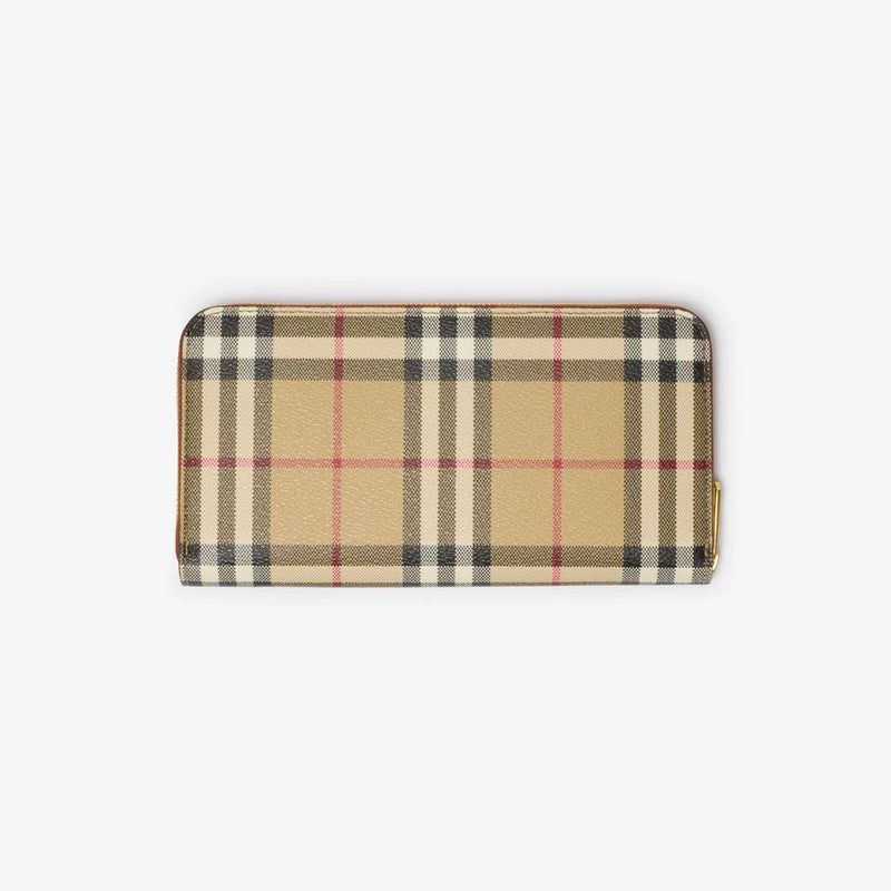 Burberry Checked Canvas Wallet — Beige