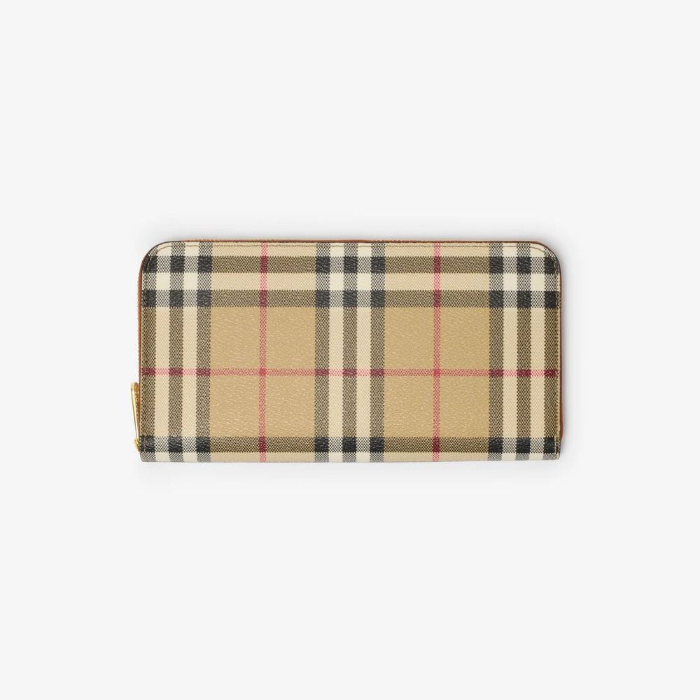 Burberry Checked Canvas Wallet — Beige