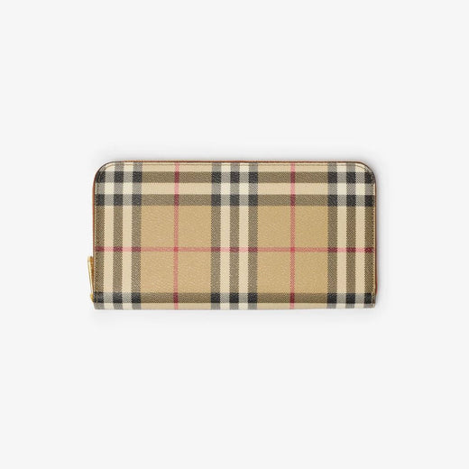 Burberry Checked Canvas Wallet — Beige