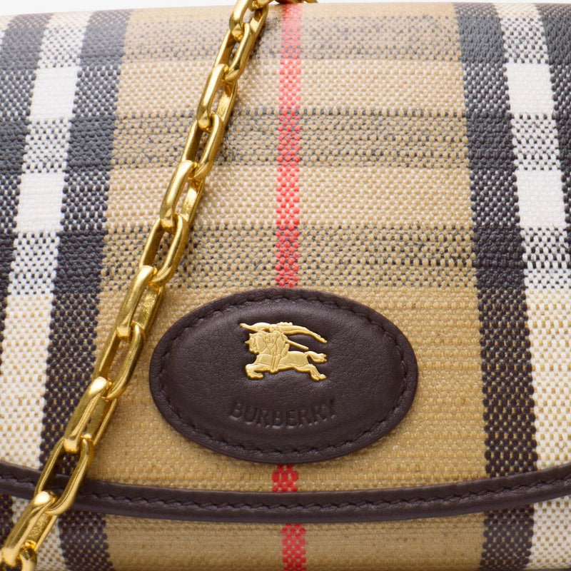 Burberry Burb Shoulder Bag — Sand Vintage Check Canvas