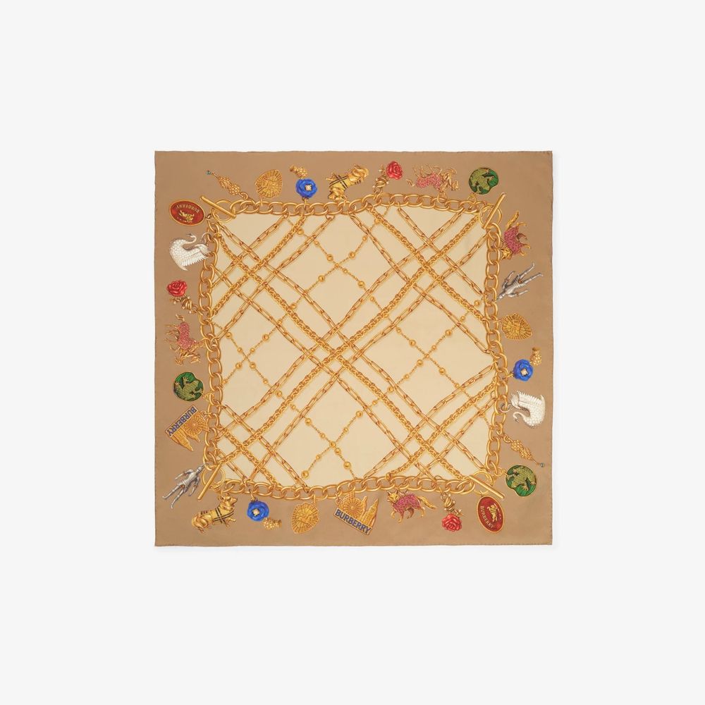 Burberry Burb H26 Scarf — Beige Silk Scarfs