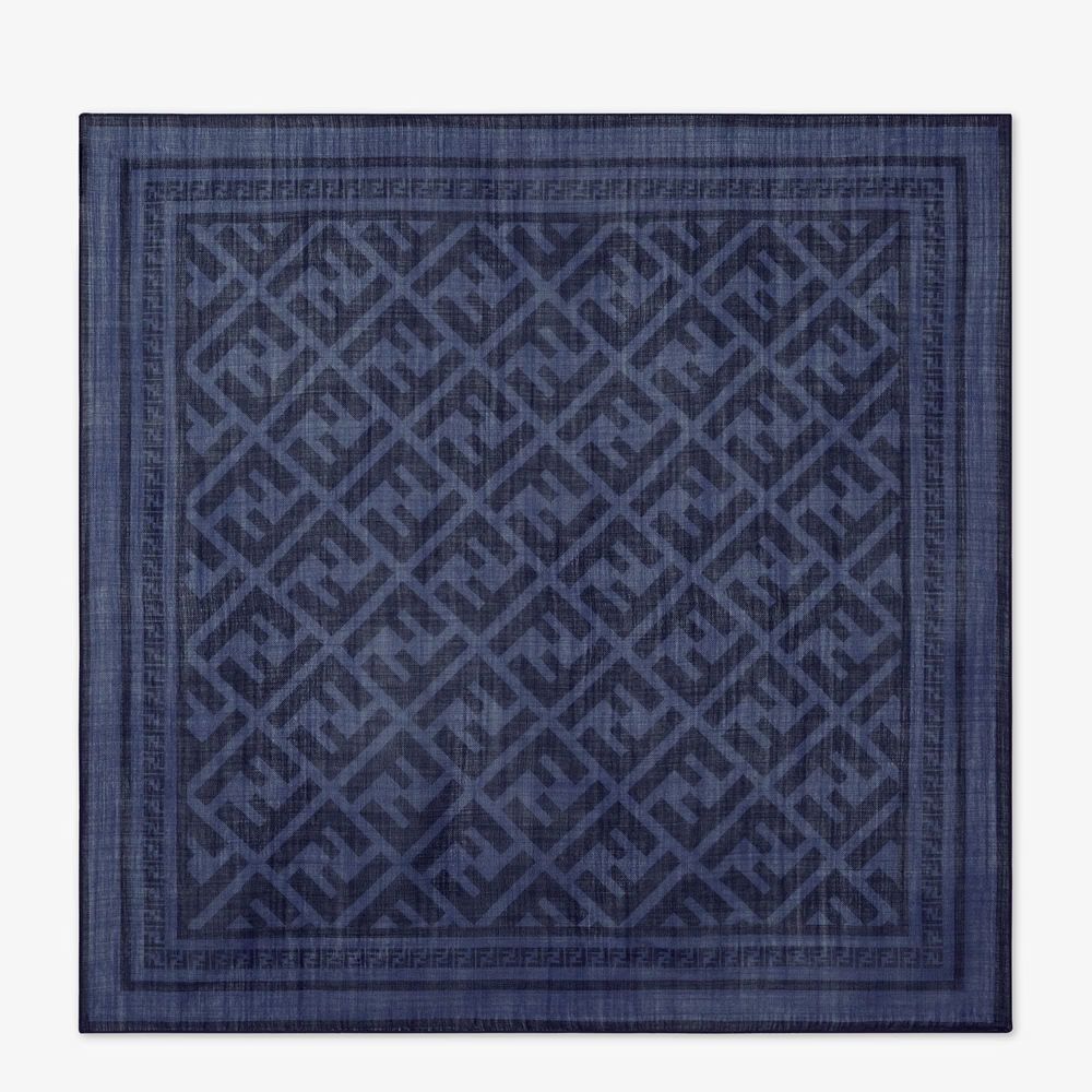 Fendi E26 Scarf — Navy Wool Blend Scarfs