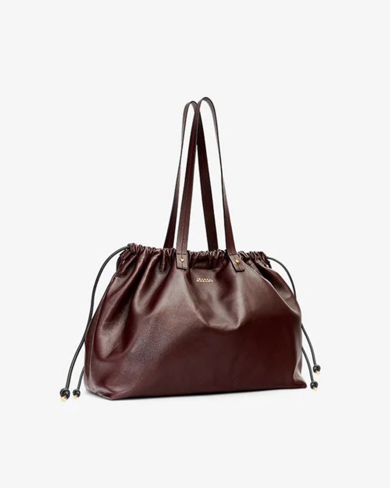 Isabel Marant Gathered Leather Shoulder Bag — Burgundy