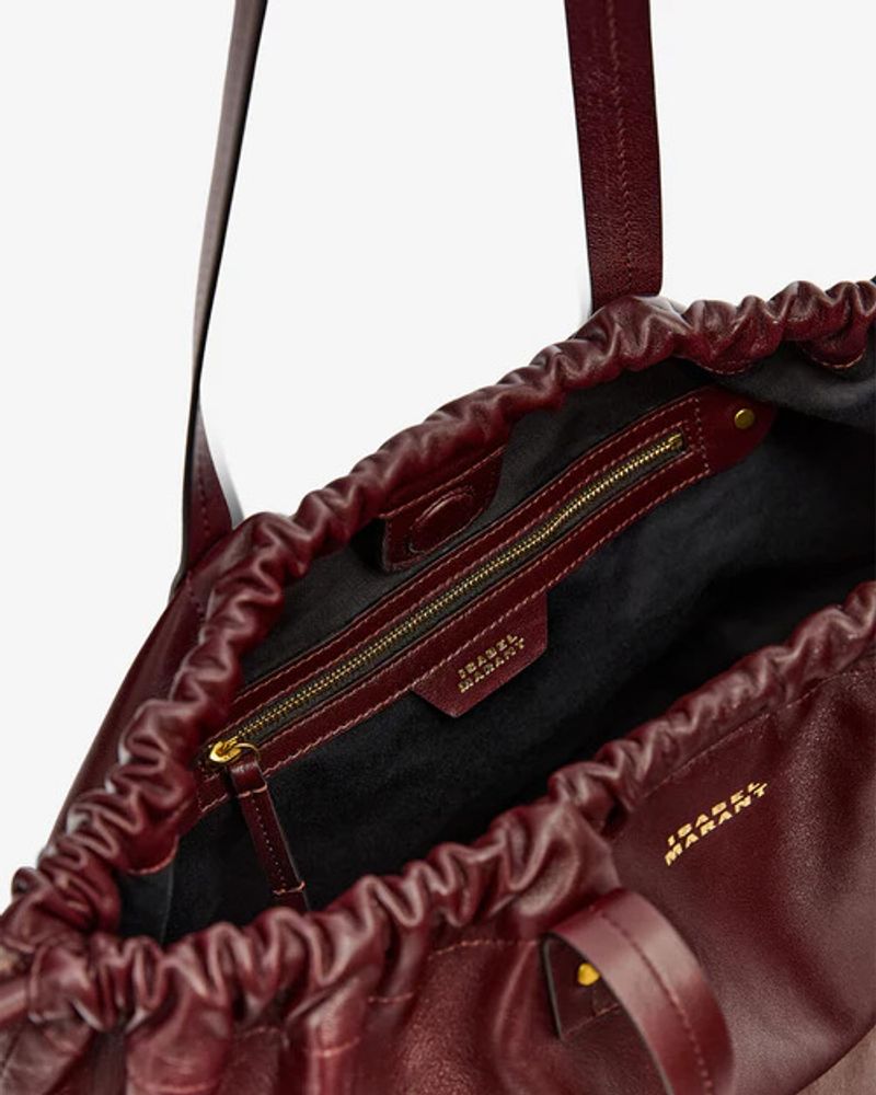 Isabel Marant Gathered Leather Shoulder Bag — Burgundy