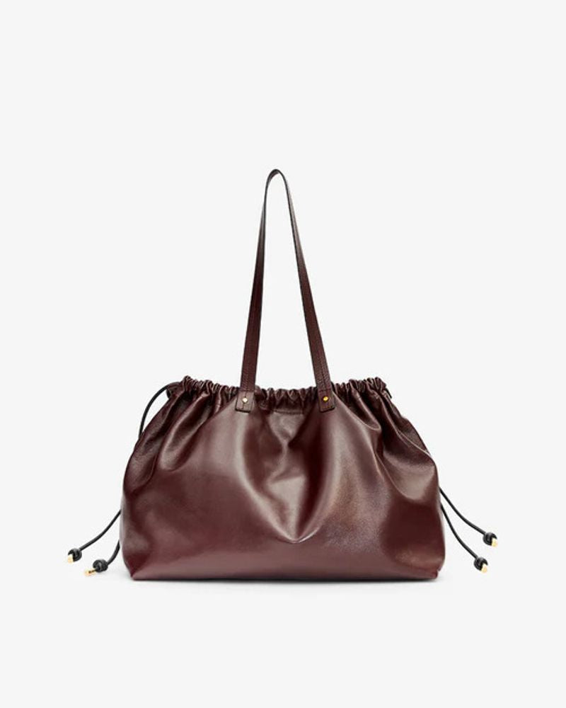 Isabel Marant Gathered Leather Shoulder Bag — Burgundy