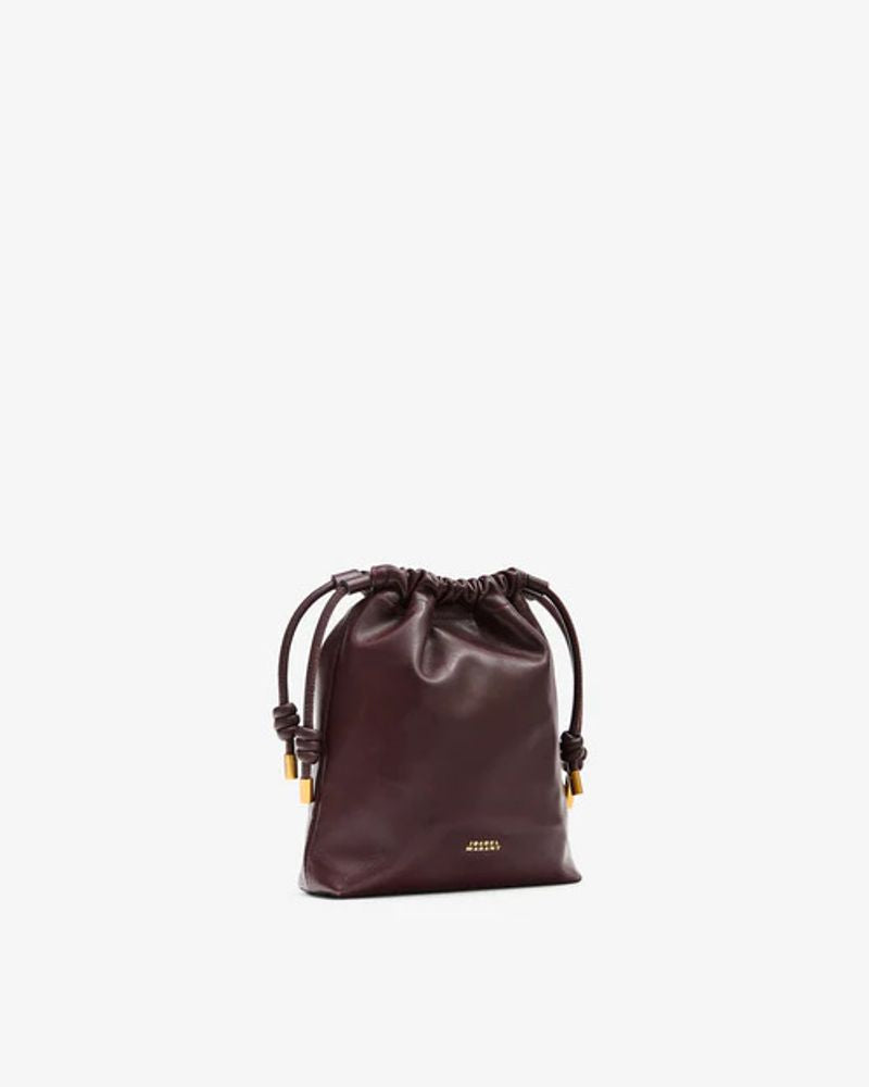 Isabel Marant Leather Drawstring Mini Bag — Burgundy