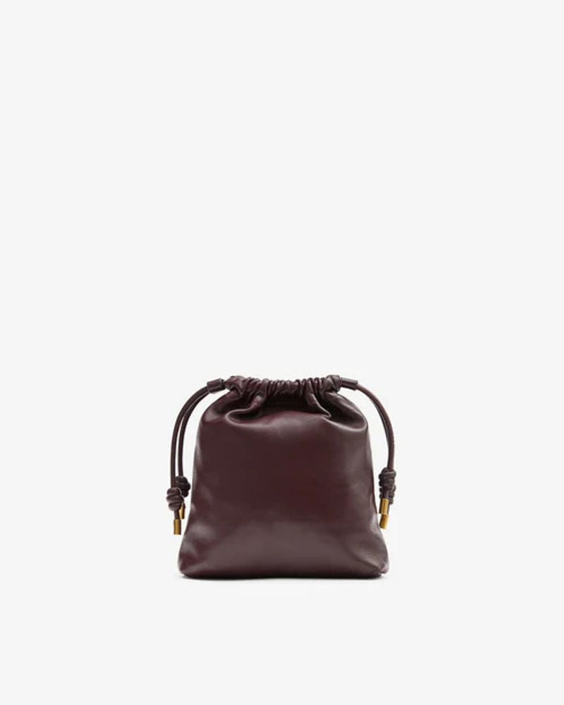 Isabel Marant Leather Drawstring Mini Bag — Burgundy