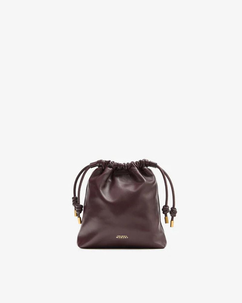 Isabel Marant Leather Drawstring Mini Bag — Burgundy