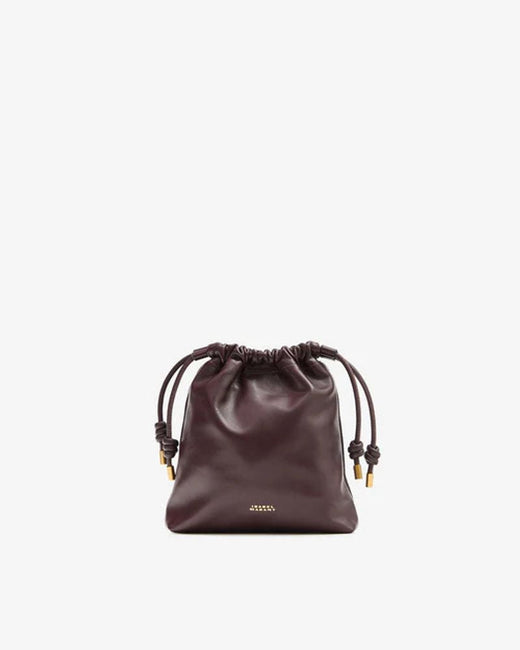 Isabel Marant Leather Drawstring Mini Bag — Burgundy