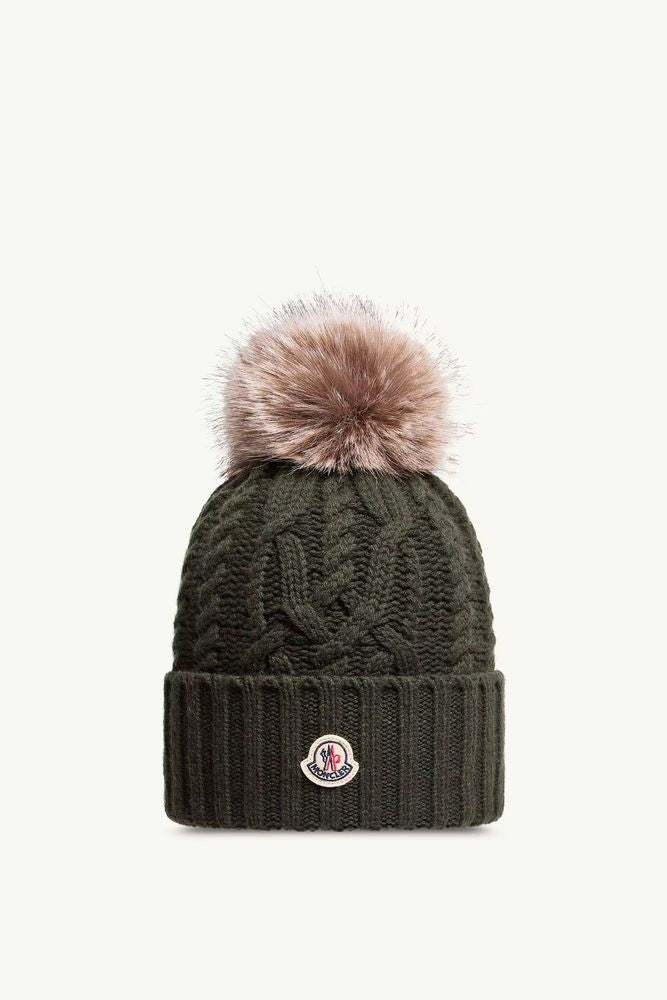 Moncler L20933b00041m1127877 Winter Hat — Khaki Wool-blend Knit
