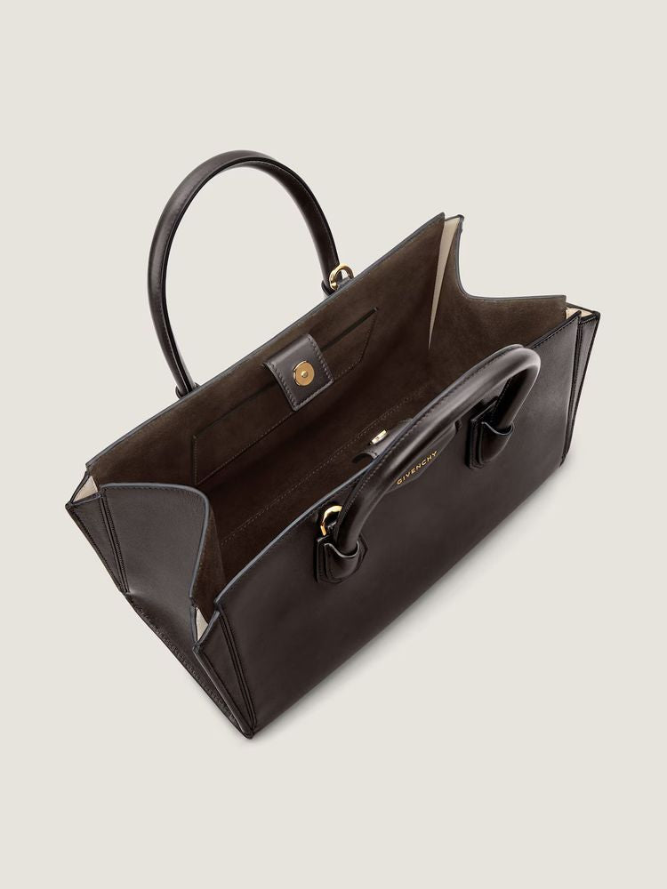 Givenchy Structured Leather Top Handle Bag — Brown