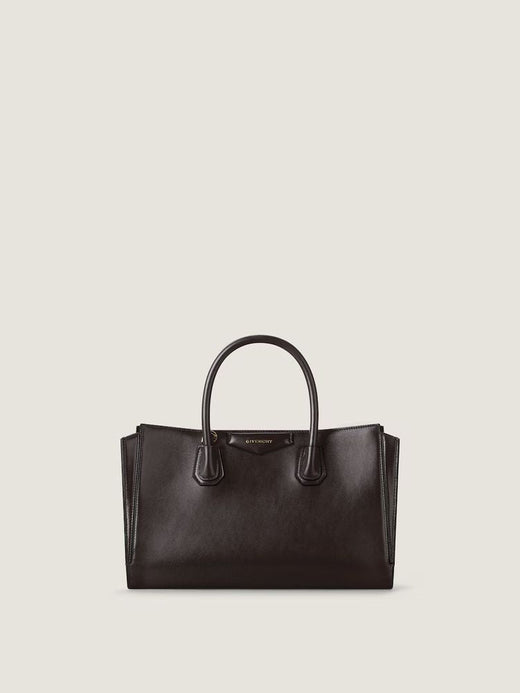 Givenchy Structured Leather Top Handle Bag — Brown