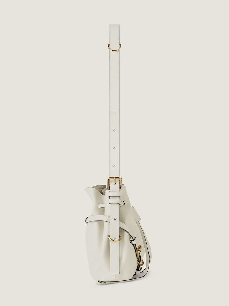 Givenchy Gathered Leather Bucket Bag — White
