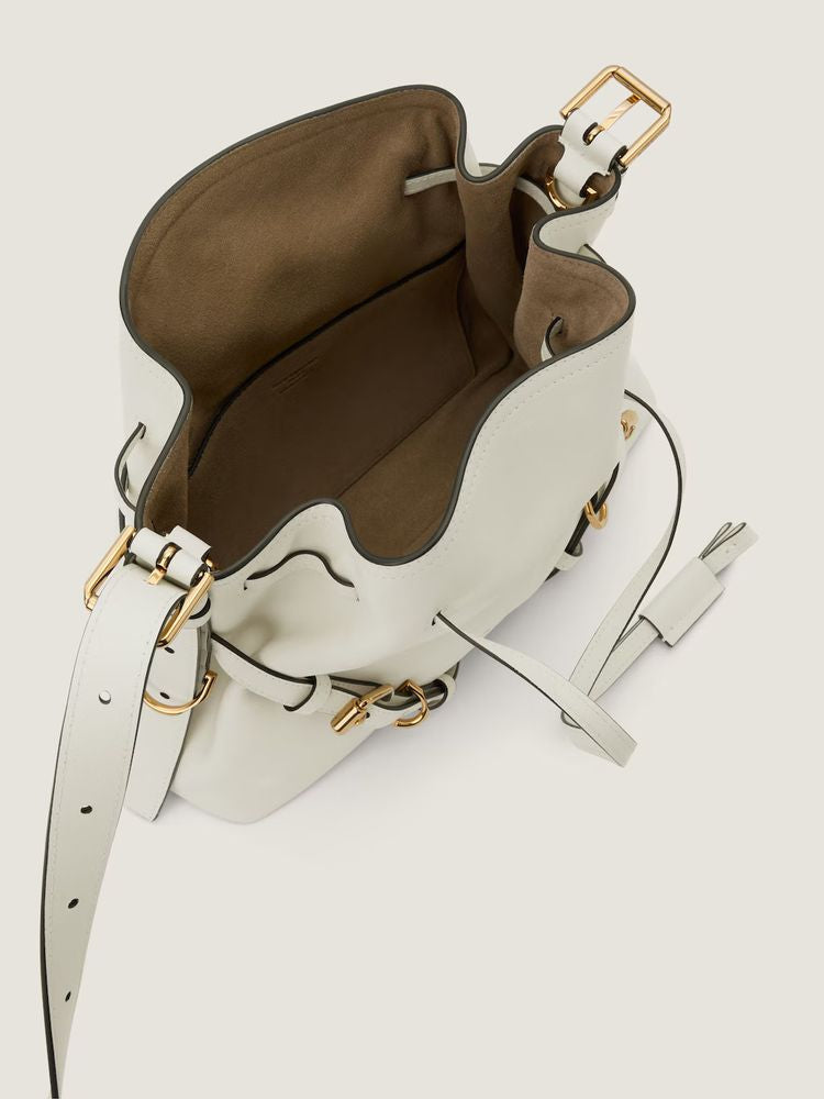 Givenchy Gathered Leather Bucket Bag — White