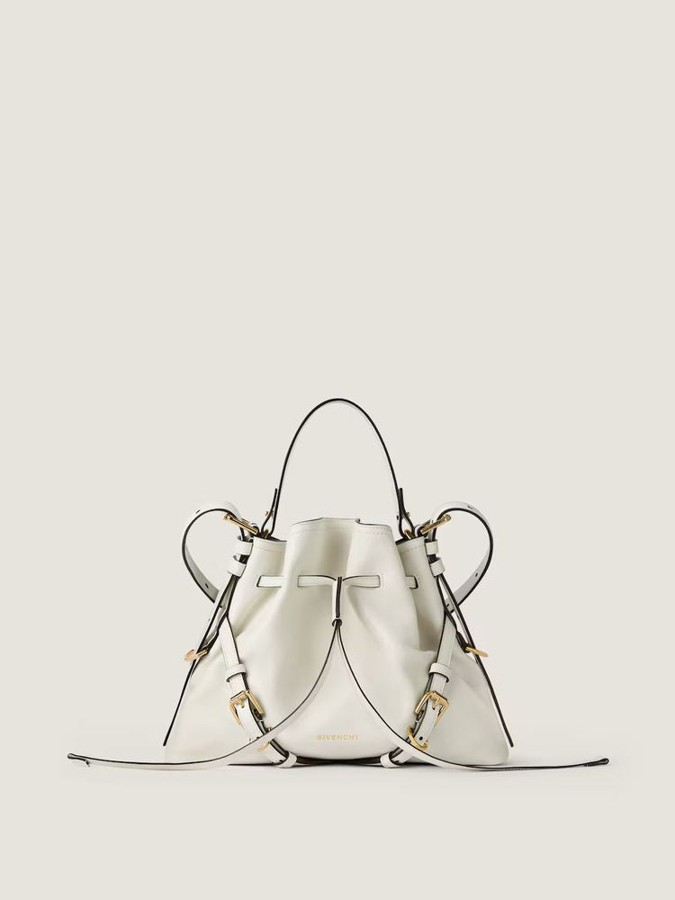 Givenchy Gathered Leather Bucket Bag — White