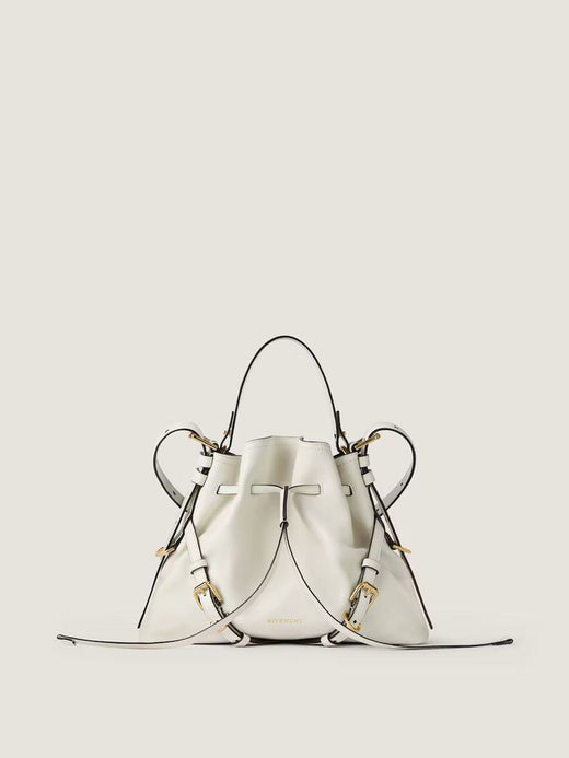 Givenchy Gathered Leather Bucket Bag — White