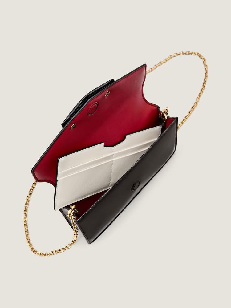 Givenchy Metal-Accented Envelope Clutch — Black Leather