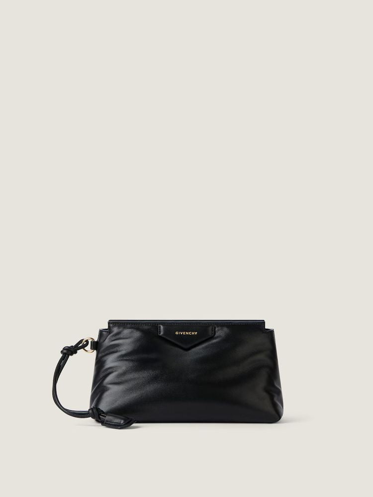 Givenchy Gathered Leather Clutch — Black
