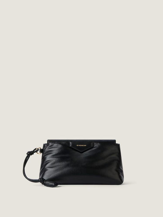 Givenchy Gathered Leather Clutch — Black