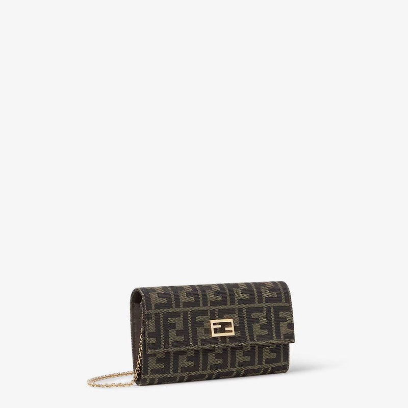 Fendi Ff Monogram Canvas Clutch — Brown