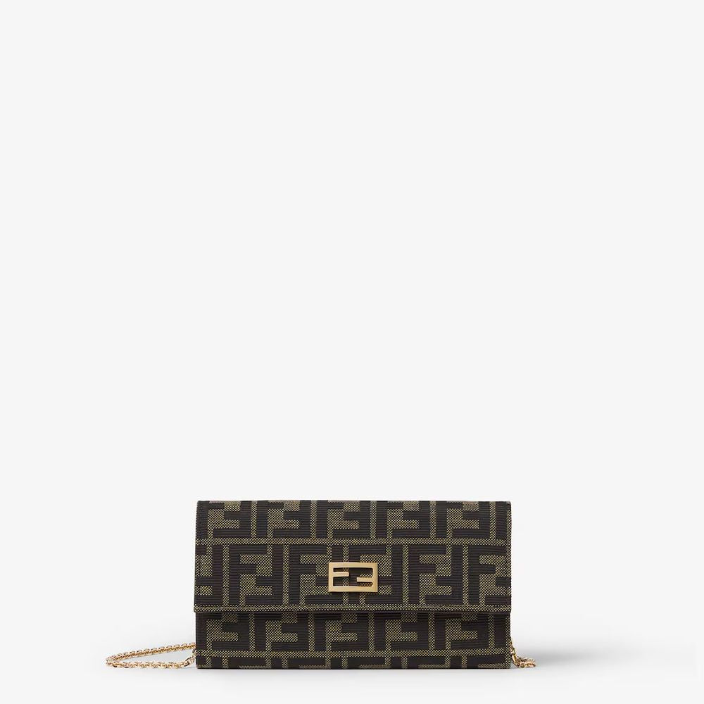 Fendi Ff Monogram Canvas Clutch — Brown