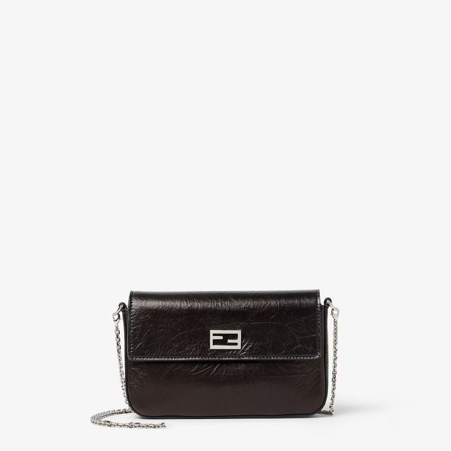 Fendi H26 Crossbody Bag — Black Leather