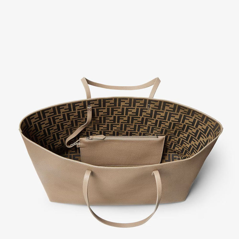 Fendi H26 Tote Bag — Beige Pebbled Leather