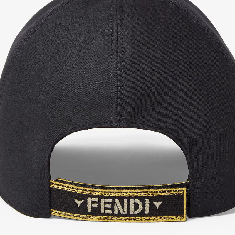 Fendi Fxq156b1x6 Canvas Baseball Cap — Black Caps