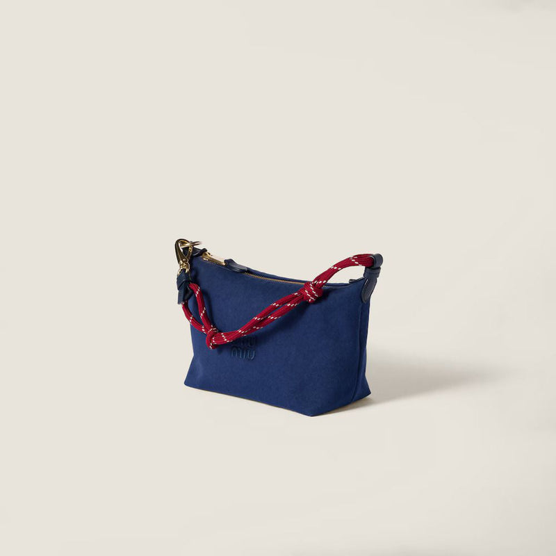 Miu Miu Canvas With Rope Strap Shoulder Bag — Navy
