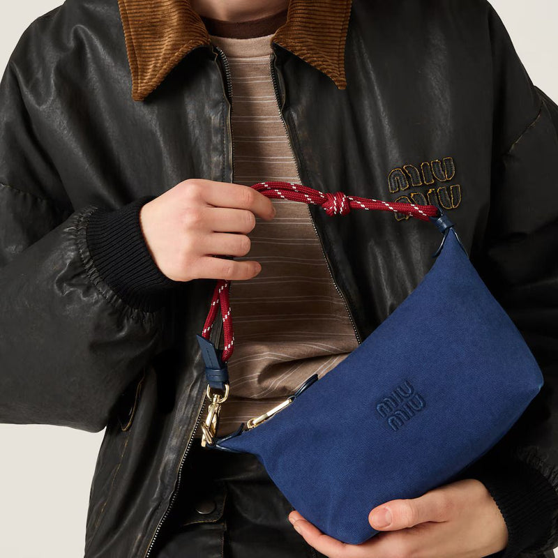 Miu Miu Canvas With Rope Strap Shoulder Bag — Navy