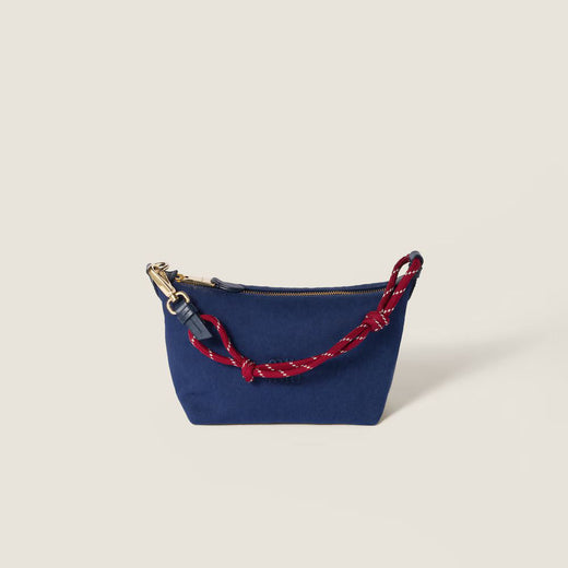 Miu Miu Canvas With Rope Strap Shoulder Bag — Navy
