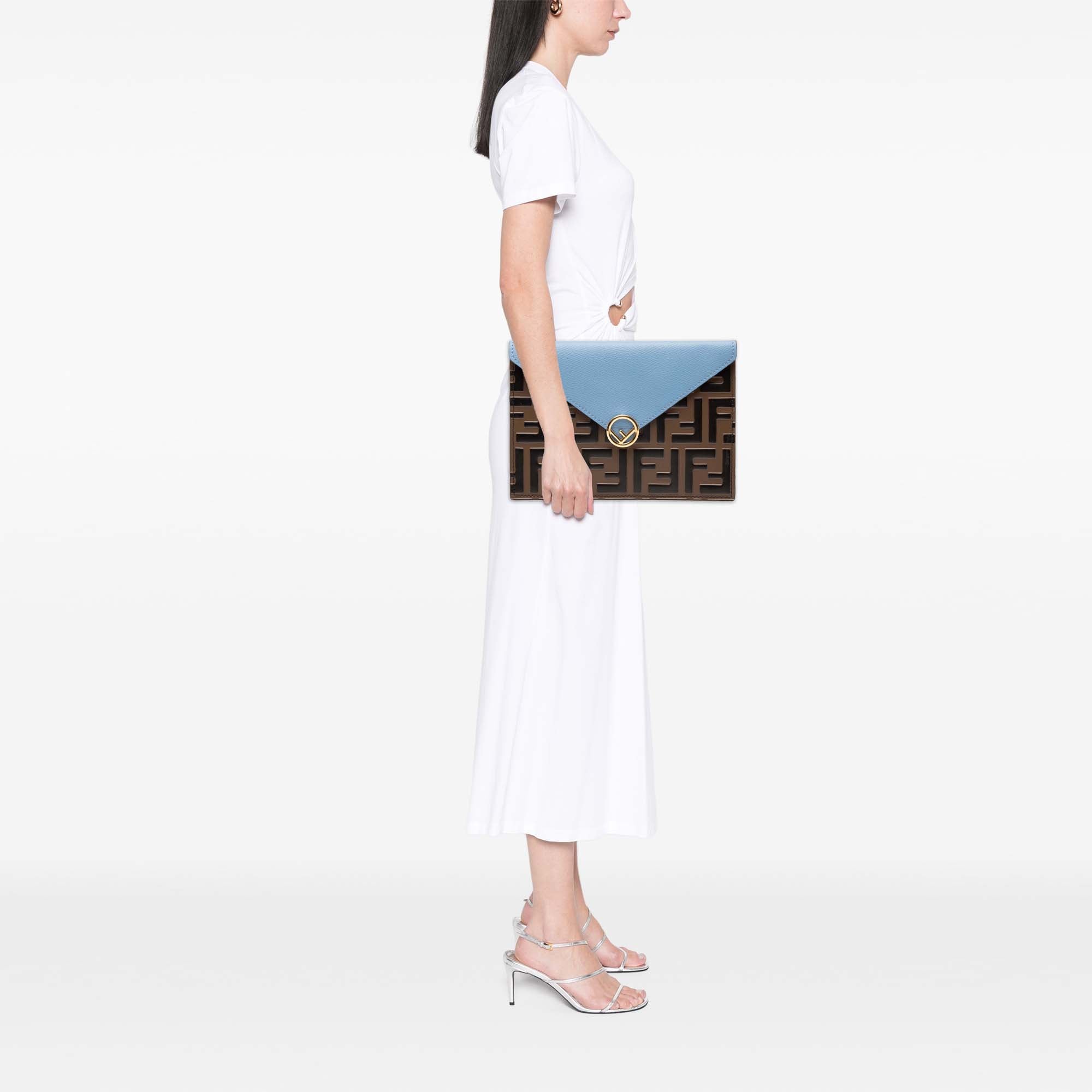 Zucca Embossed Leather Envelope Clutch - Image 7