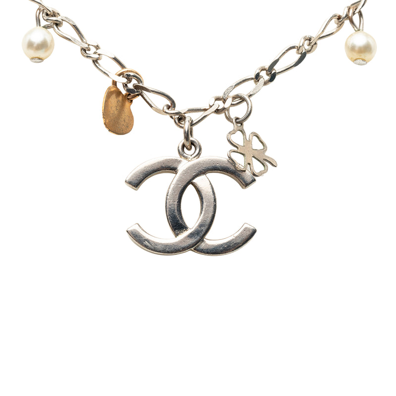 CC Brass and Gold Plated Faux Pearl Lucky Charm Necklace - Image 3