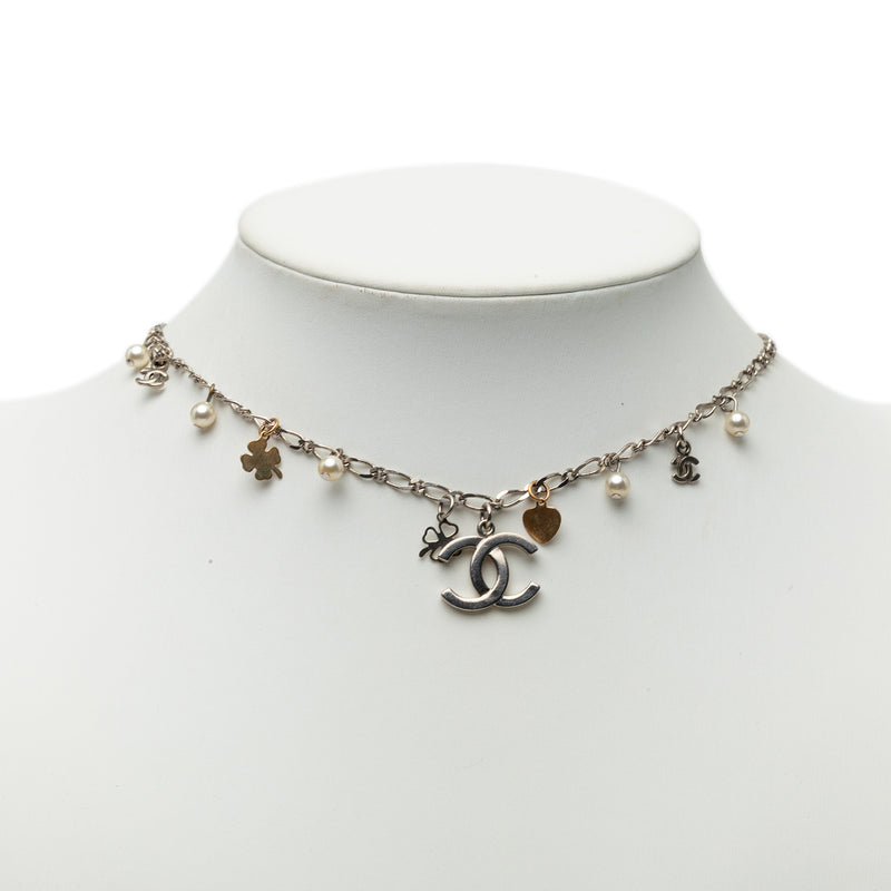 CC Brass and Gold Plated Faux Pearl Lucky Charm Necklace - Image 6