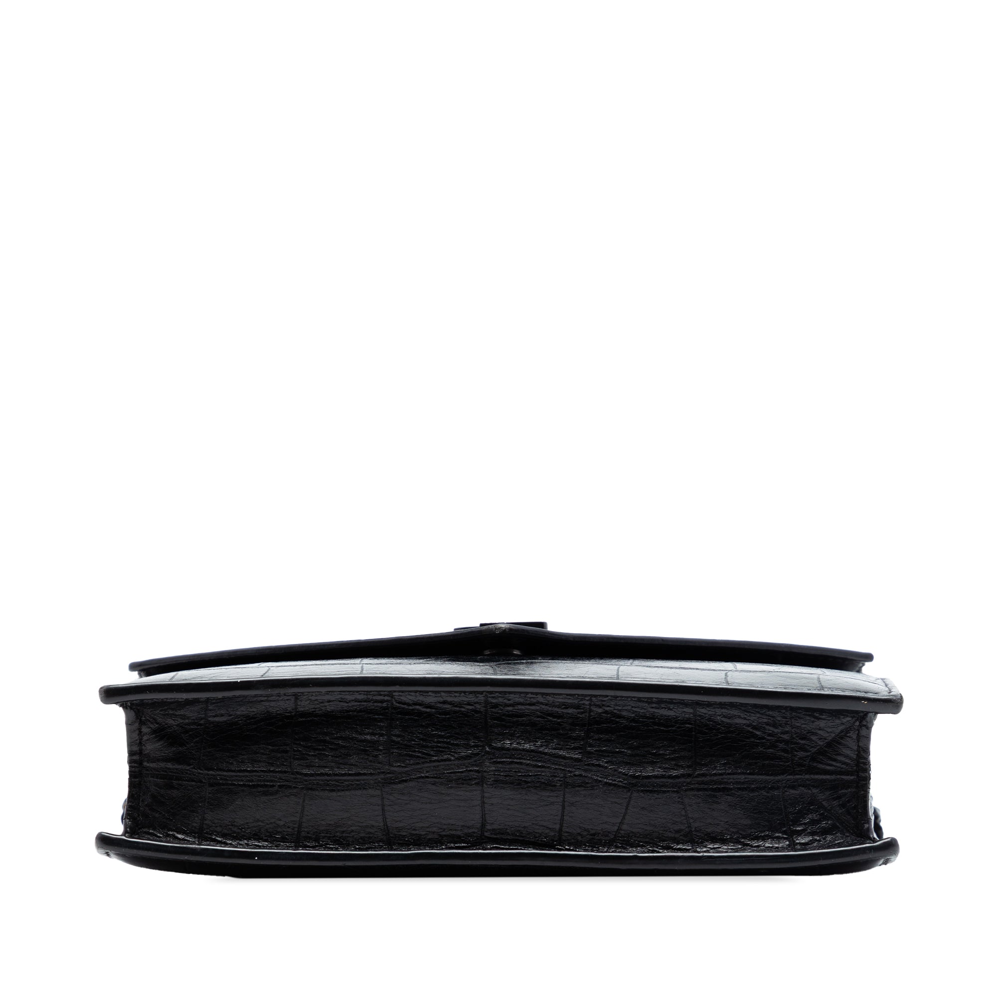 Croc Embossed Leather Monogram Monochrome Envelope Chain Wallet - Image 3