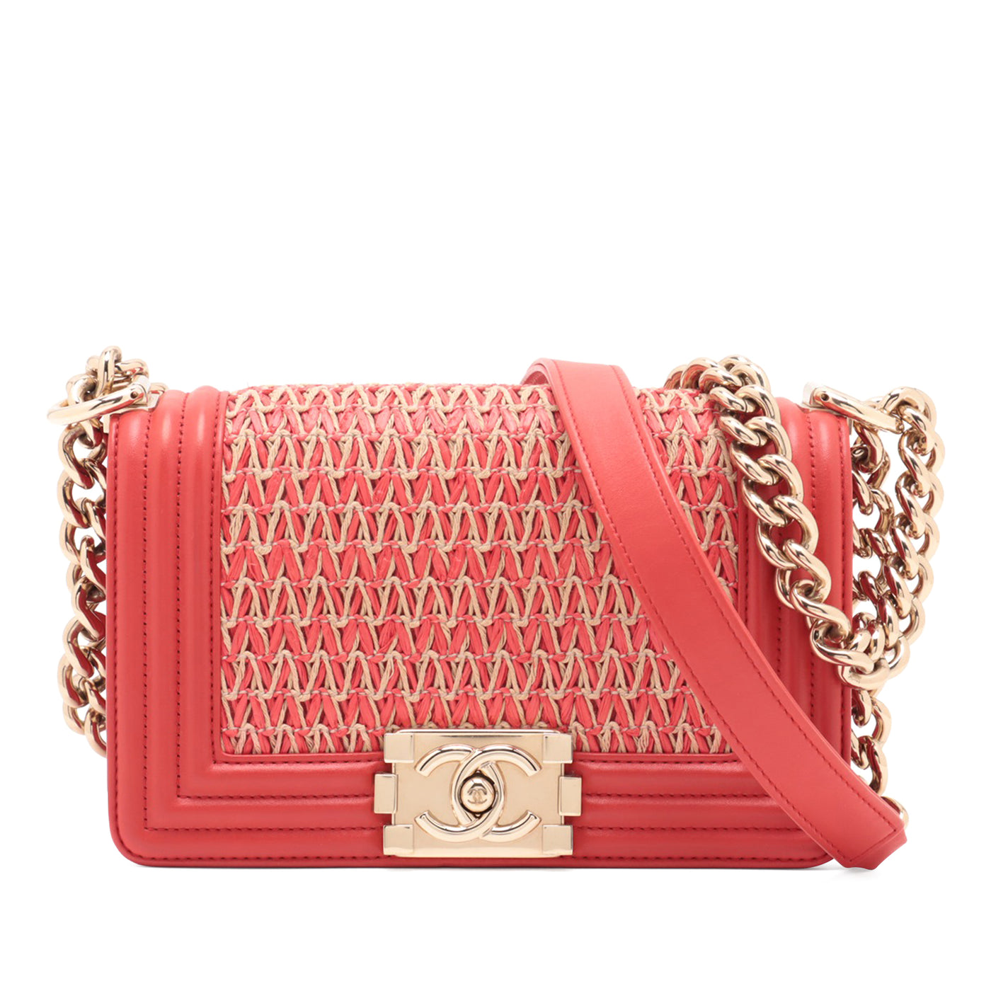 Small Straw and Lambskin Boy Flap - Image 1
