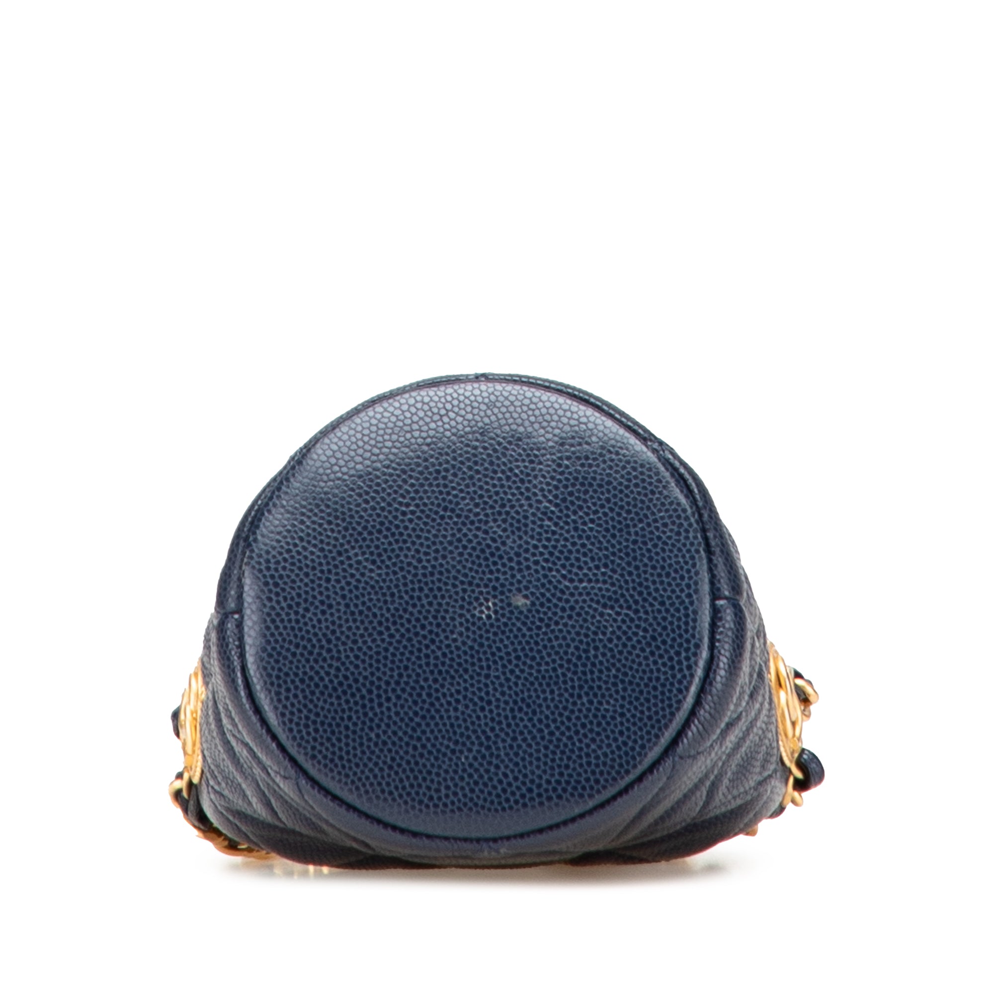 Mini Quilted Caviar Medallion Charms Drawstring Bucket Bag - Image 3