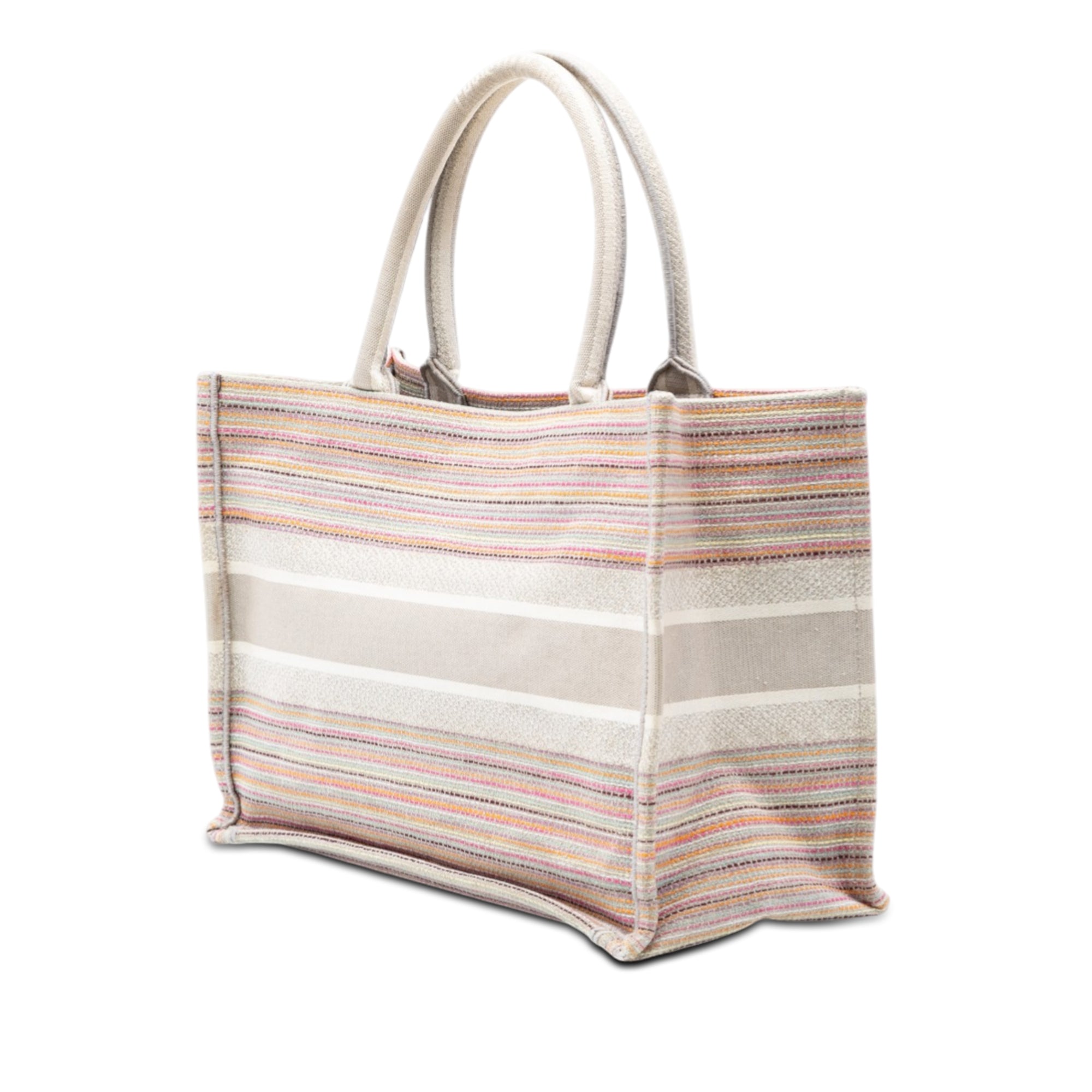Medium Embroidered Canvas Stripes Book Tote - Image 2