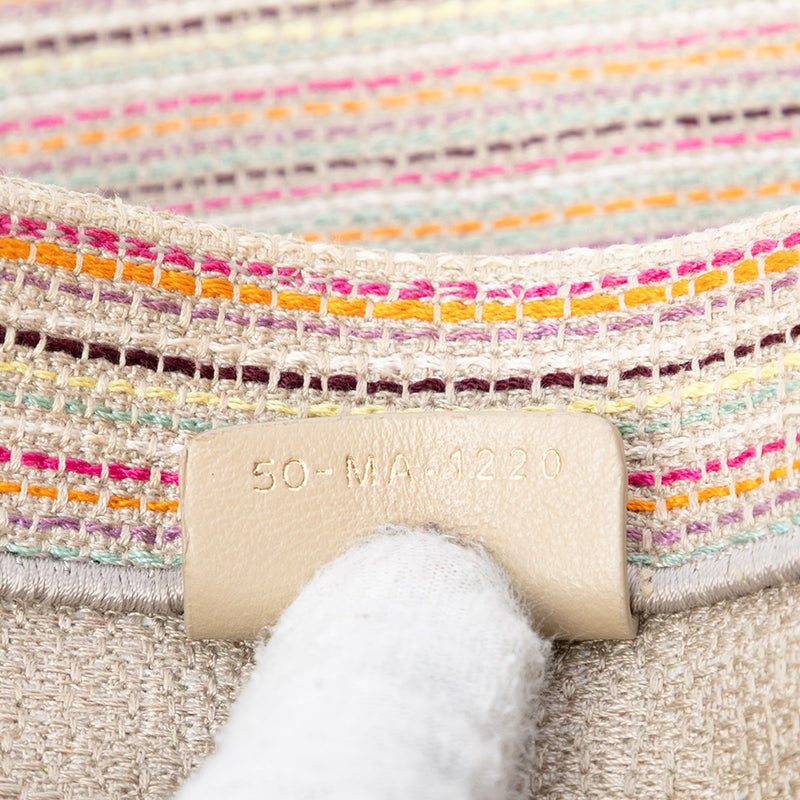 Medium Embroidered Canvas Stripes Book Tote - Image 5