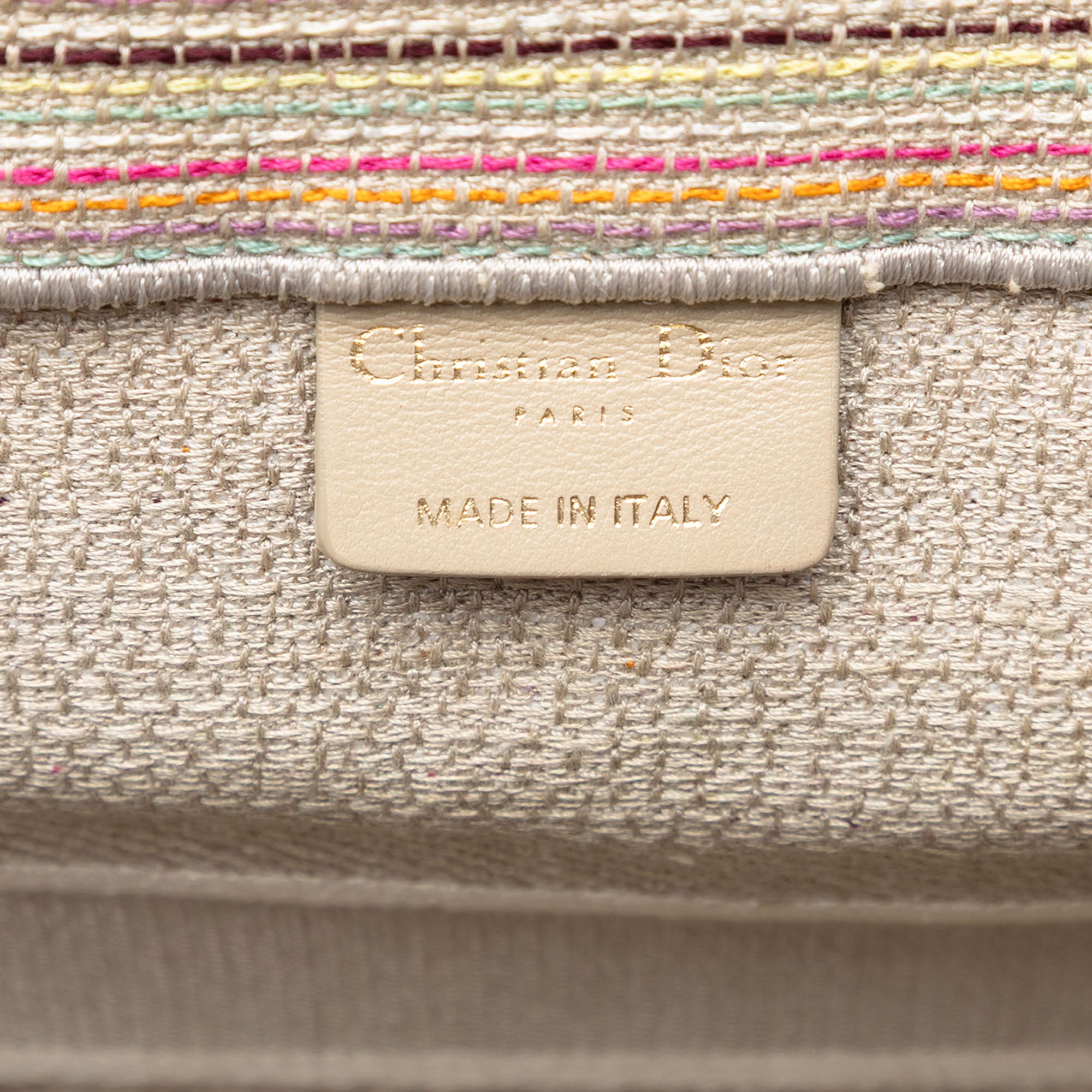 Medium Embroidered Canvas Stripes Book Tote - Image 6