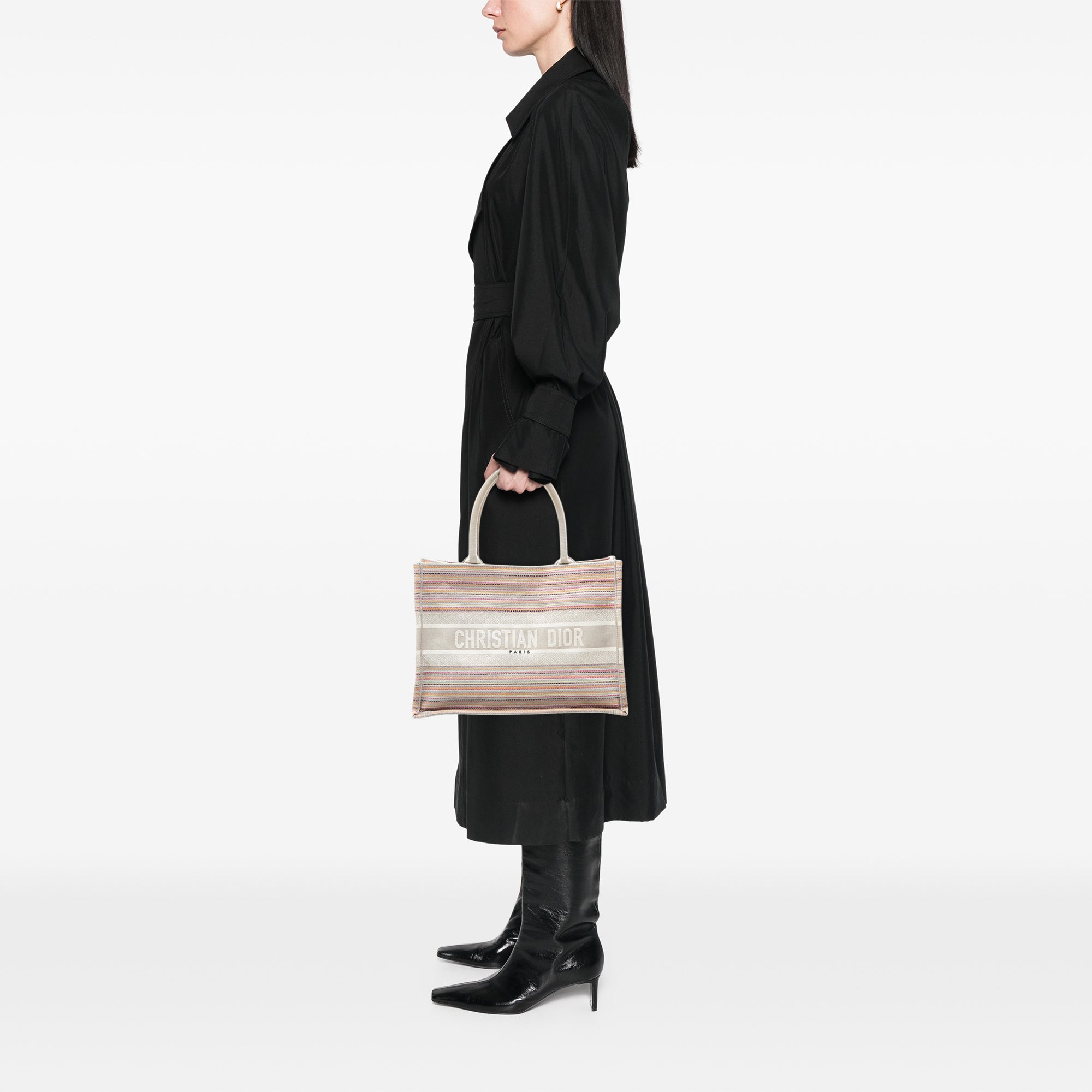 Medium Embroidered Canvas Stripes Book Tote - Image 7