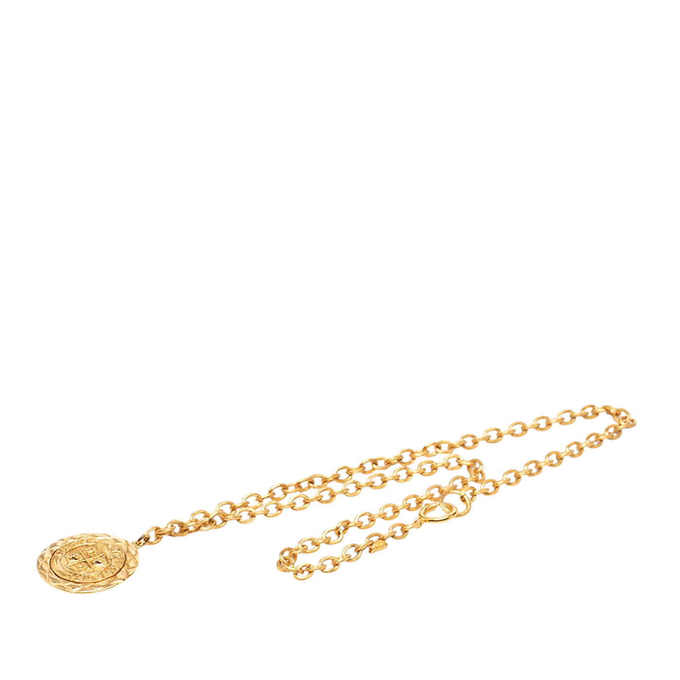 CC Gold Plated Medallion Lion Crest Pendant Necklace - Image 1