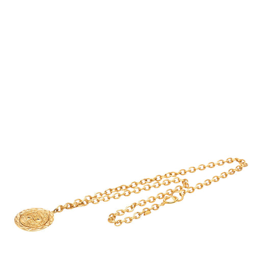 CC Gold Plated Medallion Lion Crest Pendant Necklace - Image 1