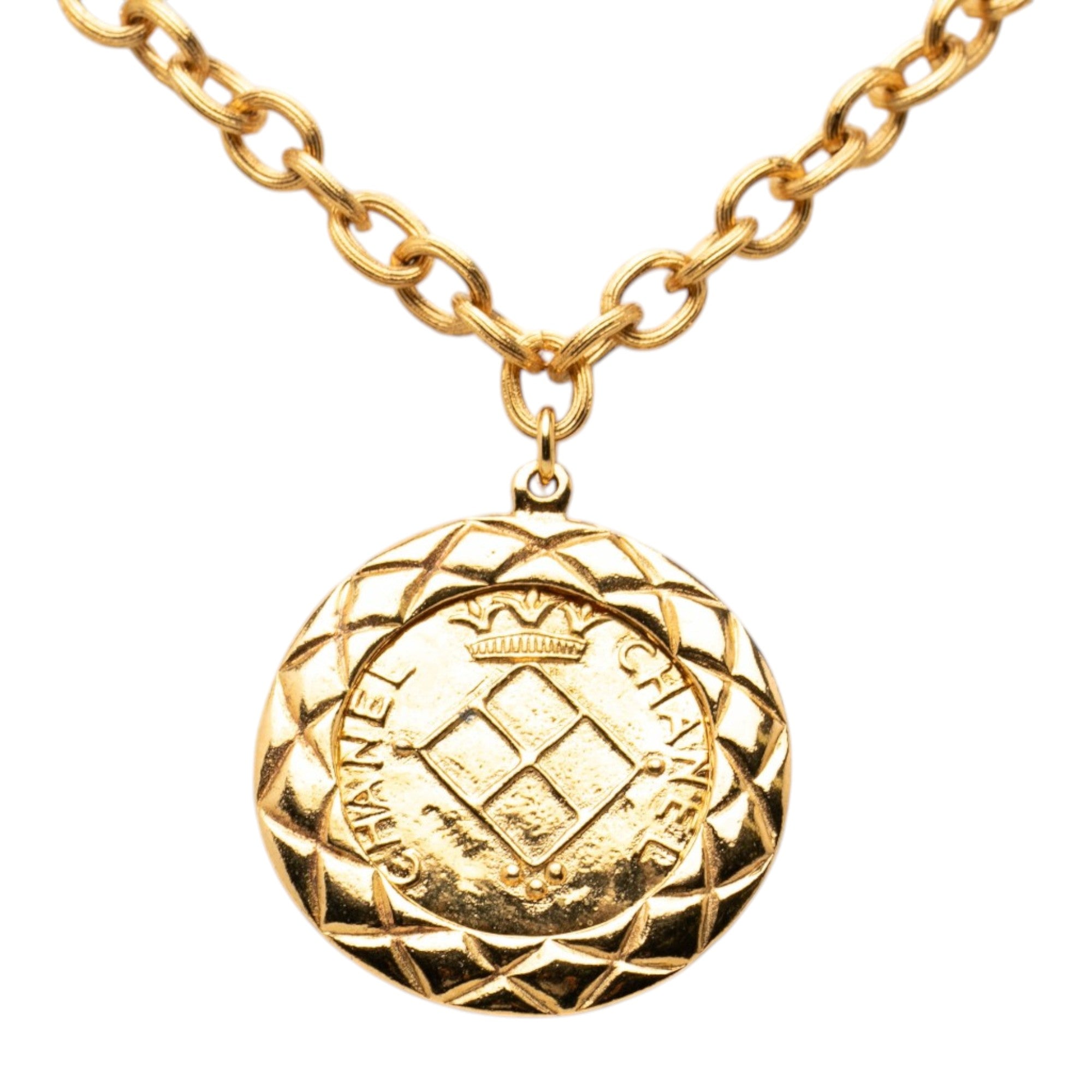 CC Gold Plated Medallion Lion Crest Pendant Necklace - Image 3