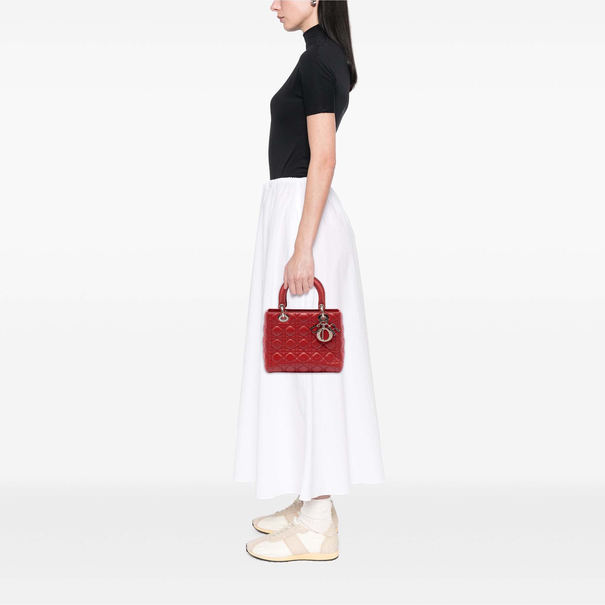Medium Lambskin Cannage Lady Dior - Image 7